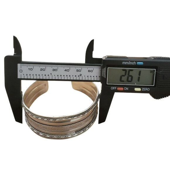 VTG Sterling Silver 925 Cuff Bracelet Boho Flowers Twisted Rope Southwest 33.4g - Picture 11 of 12